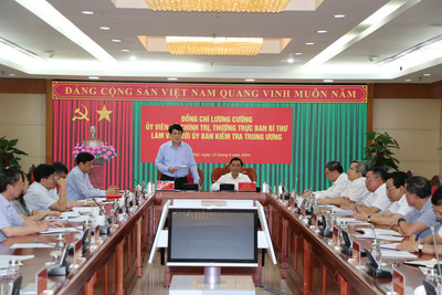 Đồng chí Lương Cường, Ủy viên Bộ Chính trị, Thường trực Ban Bí thư làm việc với UBKT Trung ương