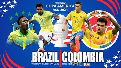 Trực tiếp Brazil vs Colombia, Copa America 2024, 8h ngày 3/7 trên VTC1