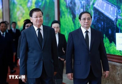 Thủ tướng Chính phủ Phạm Minh Chính tiếp Tổng Bí thư, Chủ tịch nước Lào