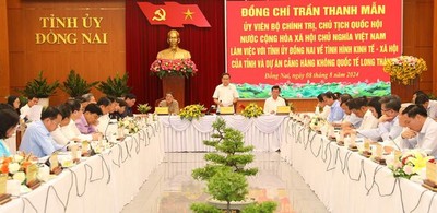 Chủ tịch Quốc hội Trần Thanh Mẫn làm việc với Tỉnh ủy Đồng Nai