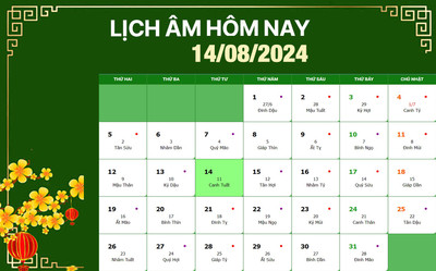 Lịch âm 14/8, xem âm lịch hôm nay Thứ 4 ngày 14/8/2024 đầy đủ nhất