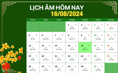 Lịch âm 16/8, xem âm lịch hôm nay Thứ 6 ngày 16/8/2024 đầy đủ nhất