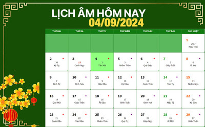 Lịch âm 4/9, xem âm lịch hôm nay Thứ 4 ngày 4/9/2024 đầy đủ nhất