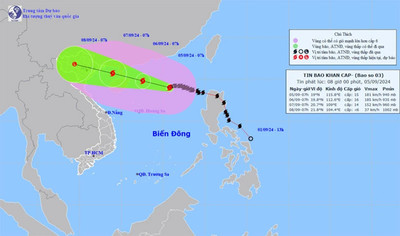 Tin dự báo mới nhất về vị trí và đường đi của Bão số 3 (Bão Yagi)