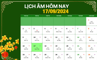 Lịch âm 17/9, xem âm lịch hôm nay Thứ 3 ngày 17/9/2024 đầy đủ nhất