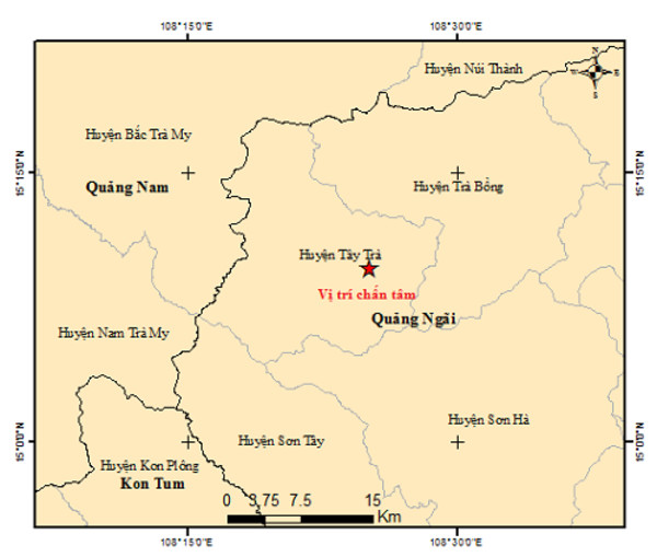 Quảng Ngãi: Hai trận động đất liên tiếp tại huyện miền núi Tây Trà