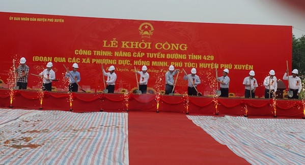 Huyện Phú Xuyên khởi công mở rộng tuyến đường dài hơn 7km lên 4 làn xe